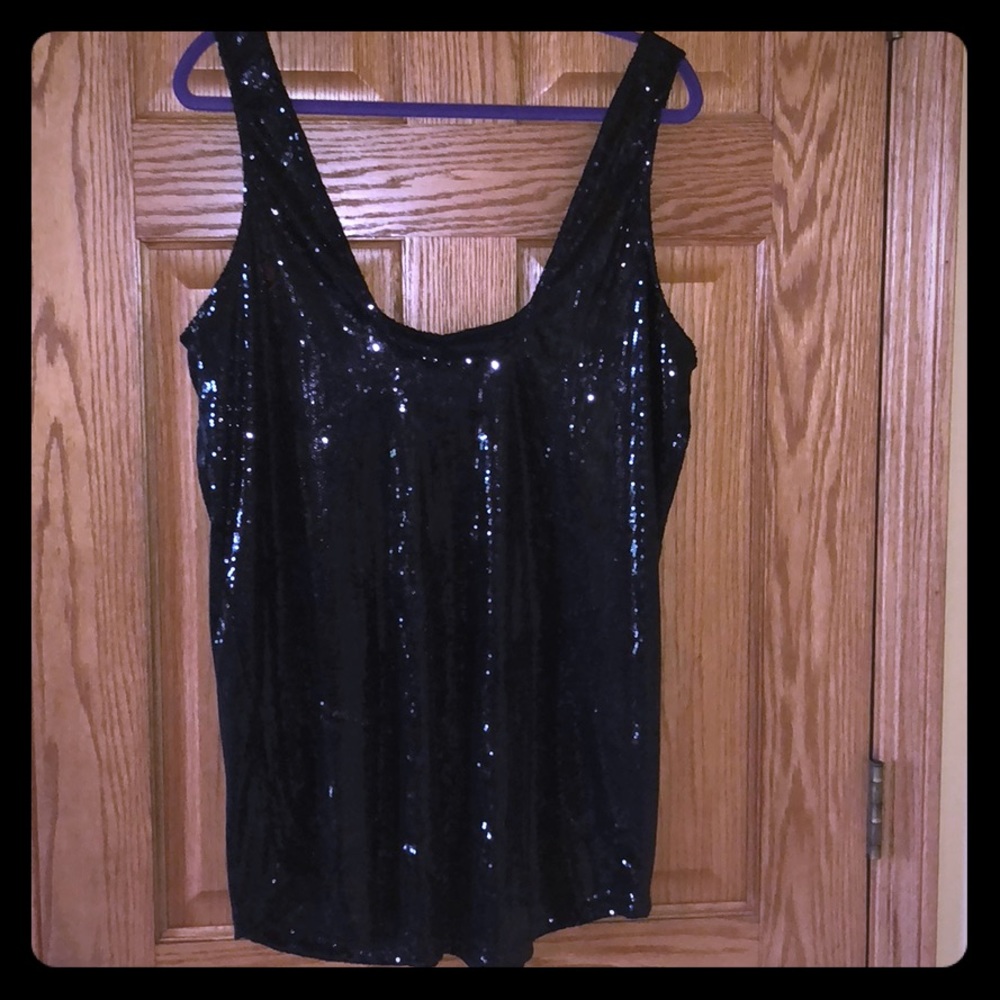 Deep Scoop Neck Sequin Top